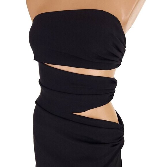 Magda Butrym Asymmetrical Cut-Out Short Cocktail Dress FR 36 US 4 Black NWT - Picture 4 of 16